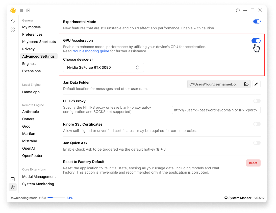 Turn on GPU acceleration